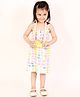 The Mom Store Cotton Sleeveless Heart Printed & Smocked Dress - Multi Colour