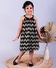 The Mom Store Cotton Sleeveless Stones Embellished Chevron Designed Dress - Black