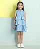 The Mom Store Cotton Sleeveless Solid Layered Dress - Blue