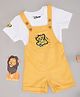 Pantaloons Baby Cotton Disney The Lion King Featuring Simba Printed Dungaree With Half Sleeves Tee - Pale Marigold