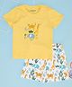 Pantaloons Baby Cotton Half Sleeves Animals Printed Tee & Coordinating Shorts Set - Yellow