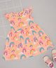 Pantaloons Baby Cotton Cap Sleeves Rainbow Printed Dress - Peach