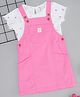 Pantaloons Baby Denim Solid Dungaree & Half Sleeves Strawberry Printed Tee - Pink