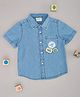 Pantaloons Baby Denim Half Sleeves Welcome To The Jungle Text Patch Embroidered Shirt - Blue