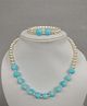 Tiny Closet Pearl Necklace & Bracelet - Light Blue