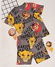 Pantaloons Junior Cotton The Lion King Featuring Half Sleeves Character Printed Tee & Shorts Set - Charcoal Grey