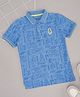 Pantaloons Junior Cotton Half Sleeves Space Theme Printed Polo Tee - Blue