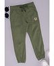 Pantaloons Junior Cotton Dinosaur Patch Detailed Joggers - Burnt Olive