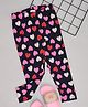 Pantaloons Junior Cotton Spandex Hearts Printed Leggings - Blue