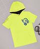 Pantaloons Junior Cotton Half Sleeves Headphones Printed Hooded Tee - Lime Green
