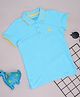 Pantaloons Junior Cotton Half Sleeves Dinosaur Printed Polo Tee - Blue