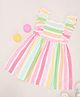 Pantaloons Junior Cotton Sleeveless Striped & Frill Detailed Dress - Bright White
