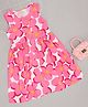 Pantaloons Junior Cotton Sleeveless Floral Printed Dress - Bright White & Pink