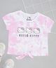 Pantaloons Junior Cotton Hello Kitty Featuring Cap Sleeves Character Printed Tie Dye Top - Almond Blossom