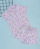 Pantaloons Junior Cotton Knit Half Sleeves Bunnies & Floral Printed Coordinating Shirt & Shorts Set - Purple