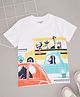 Pantaloons Junior Cotton Half Sleeves Animals & Vehicles Printed Tee - White