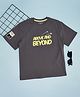 Pantaloons Junior Cotton Half Sleeves Above And Beyond Printed Tee - Charcoal Grey