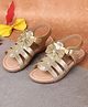 boyz n galz Bow Applique Detailed Stones Embellished Sandals With Velcro Closure - Gold