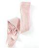 Kidofash Cotton Bow Applique Detailed Ribbed Stockings - Pink