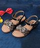 boyz n galz Bow Applique Detailed Shimmered Sandals With Velcro Closure - Grey