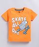 FUN A2Z Soft Cotton Sinker Half Sleeves Skate All Day Text Printed Tee - Orange