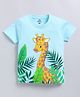 FUN A2Z Soft Cotton Sinker Half Sleeves Baby Giraffe Printed Tee - Sky Blue