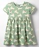 Ollypop Sinker Knit Half Sleeves Frock with Bunny Print - Light Green
