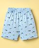 Ollypop Sinker Knit Above Knee Length Shorts With Vehicle Print - Light Blue