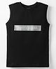 Ollypop Sinker Knit Sleeveless Tank T-Shirt with Text Print - Black