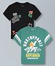 Plum Tree Pure Cotton Pack Of 2 Half Sleeves Unstoppable Text Printed Tees - Black & Green