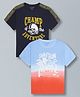 Plum Tree Pure Cotton Pack Of 2 Half Sleeves Beach Theme & Champ Of The Adventure Printed Tees - Off White & Navy Blue