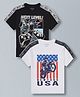 Plum Tree Pure Cotton Pack Of 2 Half Sleeves Next Level Text & Mountain Bike Printed Tees  - Off White & Black