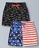 Plum Tree Pure Cotton Pack Of 2 Striped & Sports League Text Printed Shorts - Off White & Black