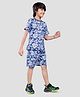 Plum Tree Pure Cotton Half Sleeves Leaves Printed Coordinating Shirt & Shorts Set - Blue