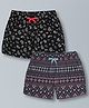 Plum Tree Pure Cotton Pack Of 2 Paisley & Floral Printed Shorts - Black & Navy Blue