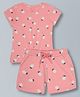 Plum Tree Pure Cotton Half Sleeves Pineapple Printed Coordinating Top & Shorts Set - Coral