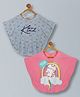 Plum Tree Viscose Pack Of 2 Half Batwing Sleeves One Of A Kind Text & Cat Printed Poncho Tops - White Blue & Pink