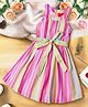 Pspeaches Rayon Sleeveless Striped Dress With Belt - Multi Colour