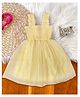 Pspeaches Net Sleeveless Smock Detailed Glitter Printed Dress - Yellow