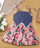 Pspeaches Chambray Rayon Sleeveless Floral Printed Lace Detailed Dress - Multi Colour