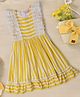 Pspeaches Rayon Sleeveless Striped & Lace Detailed Dress - Yellow