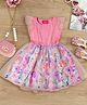 Pspeaches Cotton Sleeveless Floral Printed Net Detailed Dress - Pink