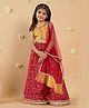 Pspeaches Cotton Sleeveless Bandhani Printed & Lace Embellished Lehenga Choli With Dupatta Set - Yellow & Magenta