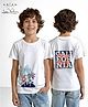 Arias Cotton Knit Half Sleeve T-Shirt with Front & Back Text Print - White