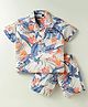 Ruff Poplin Woven Half Sleeves Co-ords Shirt & Shorts Set with Floral Print - White