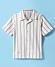 Ruff Cotton Woven Drop Shoulder Half Sleeves Shirts With Stripes Print - White & Blue
