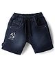 Ruff Denim Woven Above Knee Length Bermuda With Text Print - Navy Blue