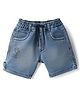 Ruff Denim Woven Above Knee Length Bermuda With Text Print - Blue