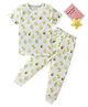BLUSHES 100% Cotton Knit Half Sleeves Avacado Printed Coordinating Night Suit Set - Off White
