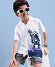 Ollington St. Cotton Knit Half Sleeves Astronaut Printed Shirt & Shorts Set - White & Black